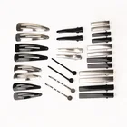 Заколка для волос, черная, плоская, 20 шт.лот