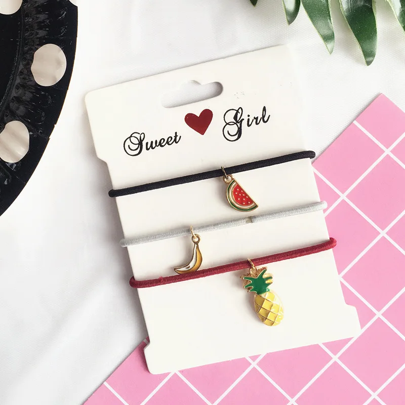 Модные 3 шт./лот милые эластичные резинки для волос Pandent Girl cum Lovely Fruit карикатура