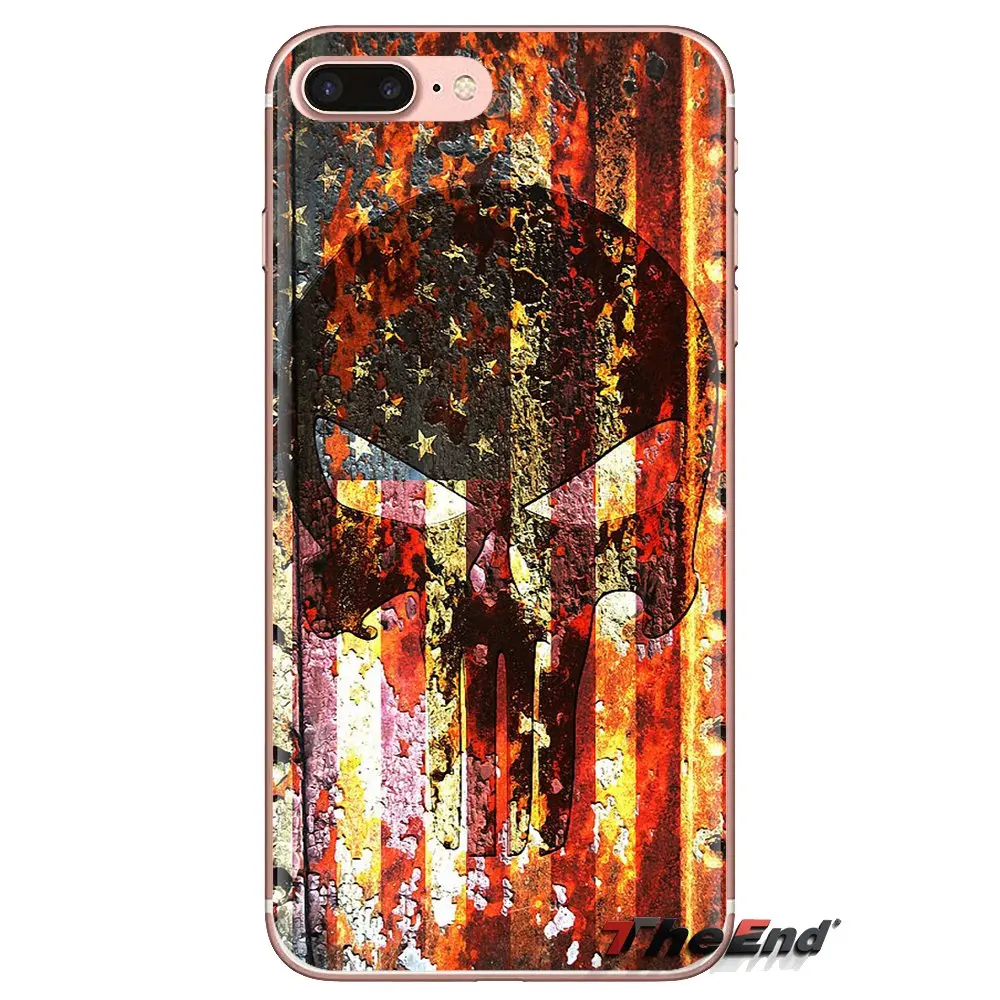 For Samsung Galaxy S3 S4 S5 Mini S6 S7 Edge S8 S9 S10 Plus Note 3 4 5 8 9 Soft Transparent Shell Covers the punisher skull |