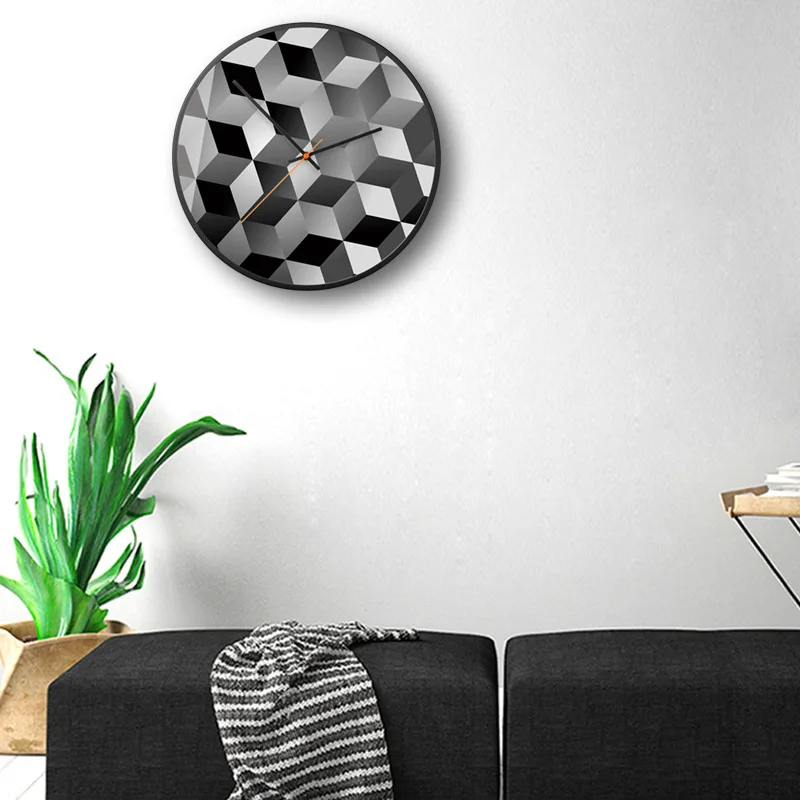 Домашние офисные часы квадратные серые модные креативные настенные