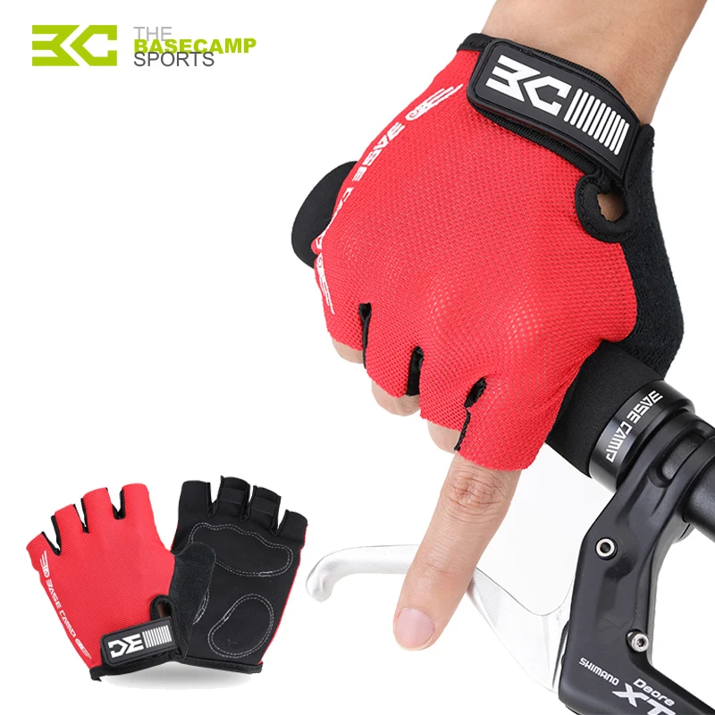 Велосипедные перчатки BASECAMP дышащие спортивные с открытыми пальцами