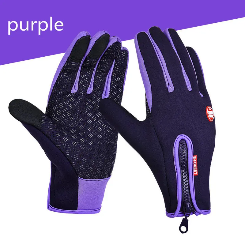 purple Новые зимние уличные спортивные ветрозащитные водонепроницаемые перчатки черные перчатки для верховой езды мотоциклетные перчатки длинные перчатки для езды на велосипеде - Цвет: purple