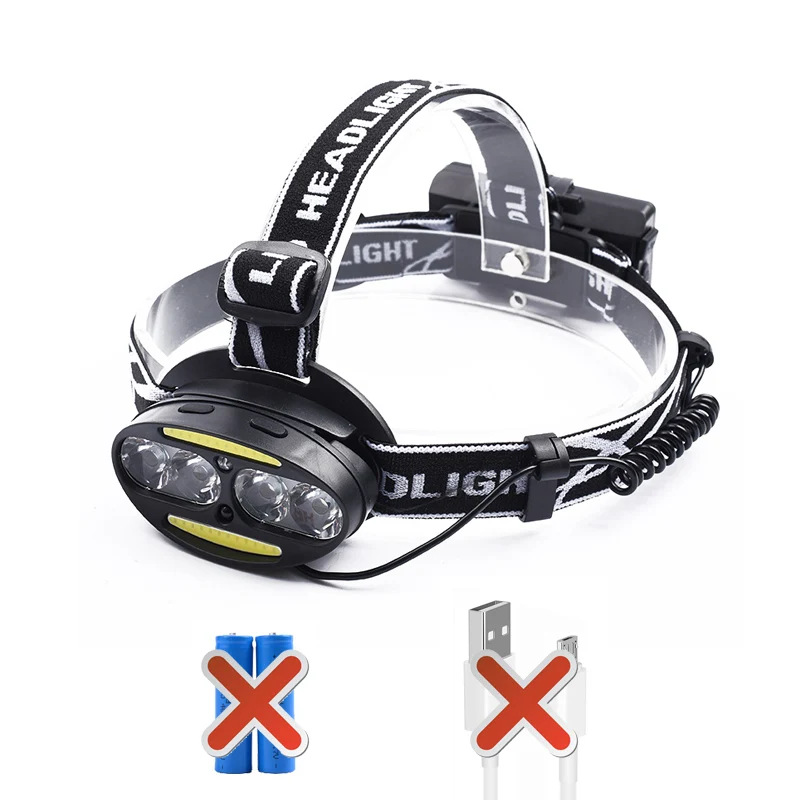 Headlamp only 1 T6+ COB светодиодный налобный фонарь с датчиком 40000lm 18650 перезаряжаемый фонарь, фонарь для рыбалки, USB Водонепроницаемый светодиодный фонарь - Испускаемый цвет: Headlamp only 1