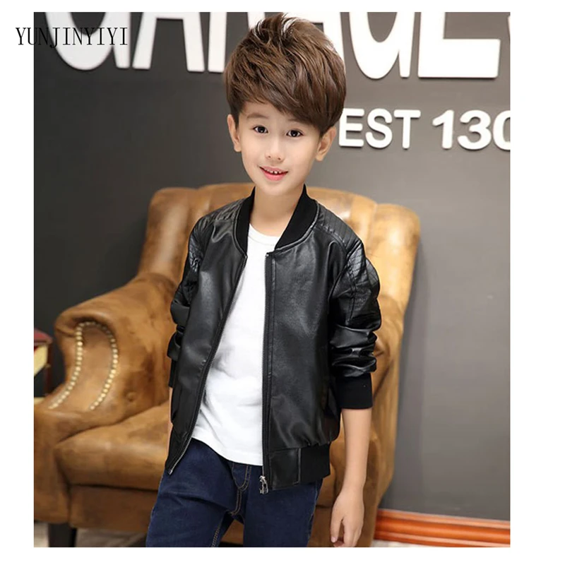 

Hot boy jacket autumn and winter fashion Korean children plus velvet warm cotton PU leather jacket boys clothing