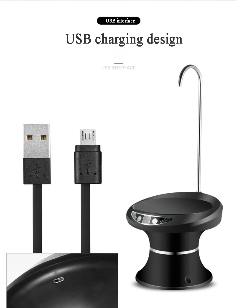 Насос для бутилированной воды, USB Перезаряжаемый диспенсер для воды, бытовой Электрический чистый ведро, беспроводной водяной насос