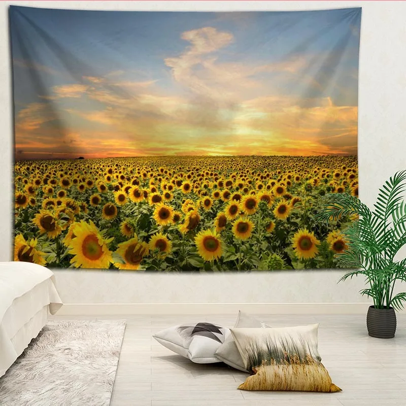 

Custom sunfiower Printed Tapestries Beach Towel Yoga Mat Blanket Wall decoration Boho Decor Tapestry More Size