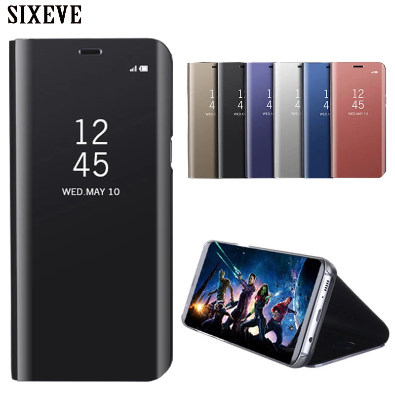 Clear View Mirror Case For iPhone X Xs Max XR Luxury Smart Soft Flip Fundas 6 s 6s 7 8 Plus Silicone Stand Full Cover |