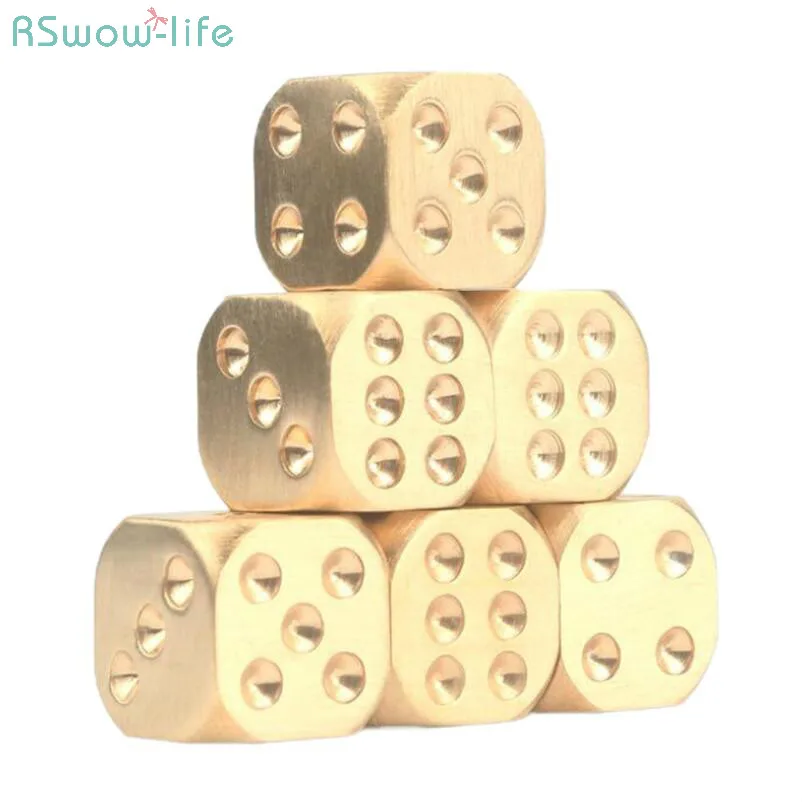 

6Pcs Dice Pure Copper Metal Solid Chrome Hand-Polished Bar Supplies Creative Mahjong Sieve Creative Decorations Entertainment