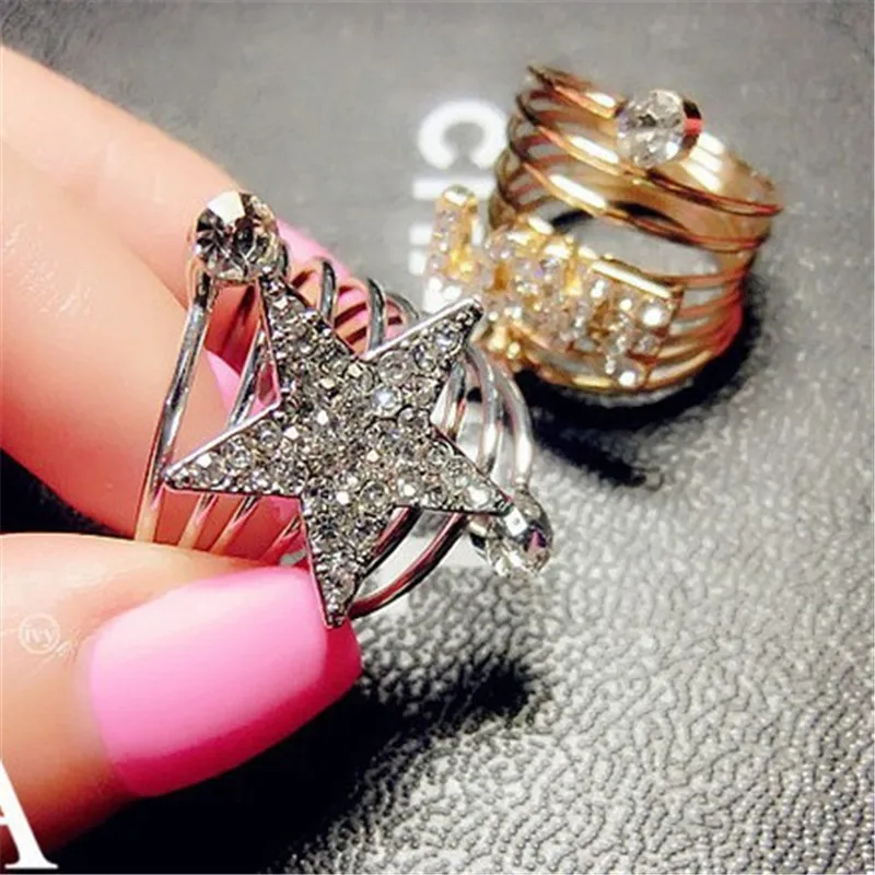 Корейское кольцо с серебряной пятиконечной звездой и золотым сердечком