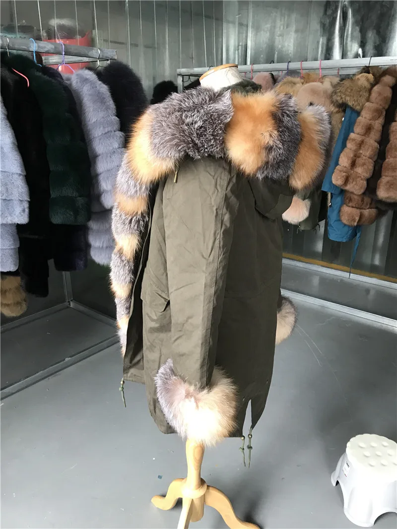 CKMORLS новые парки из натурального Лисьего меха для женщин зимние куртки с меховым воротником повседневное пальто из натурального Лисьего меха Длинные парки размера плюс