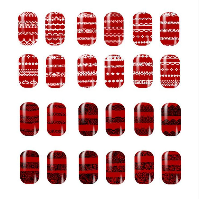 30 листов/партия белые и черные стикеры 3D на ногти Nail Art переводные наклейки из