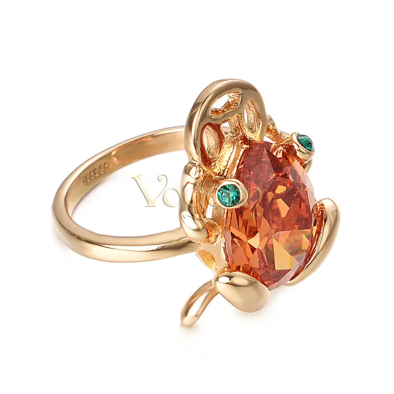 VOGEM кольцо с лягушкой 18ct золото сверкающий Австрия Кристалл Милый животные