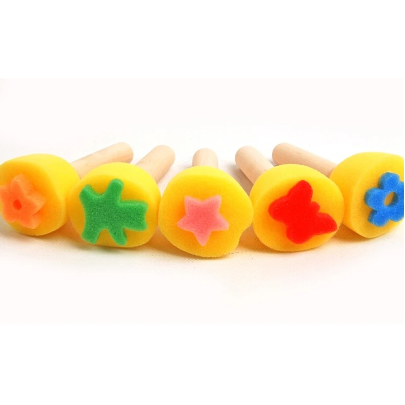 5 шт./лот губка для рисования тела набор кистей Штемпельная с деревянной ручкой