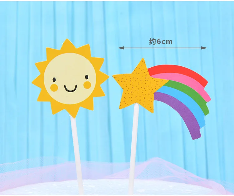 40 шт./лот 4 шт./компл. бумага Sun Moon Rainbow Clouds Топпер для торта С Днем Рождения вставка