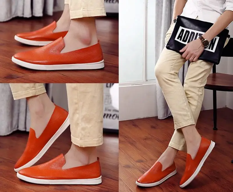 Plus size men shoe fashion platform PU leather flat slip on loafers man casual single shoes zapatillas deportivas zapatos hombre | Обувь