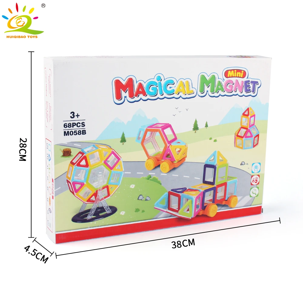 

68pcs 3D DIY Mini Designer Magnetic Blocks Educational Construction Set Building Magnet Bricks Car Toys For Children Kids Gift