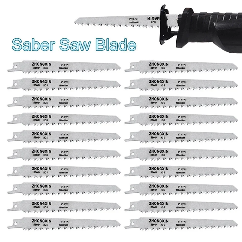 

20Pcs HCS Carbon Saber Saw Blades 150 x 19 x 0.9 mm for Wood PVC BDF99