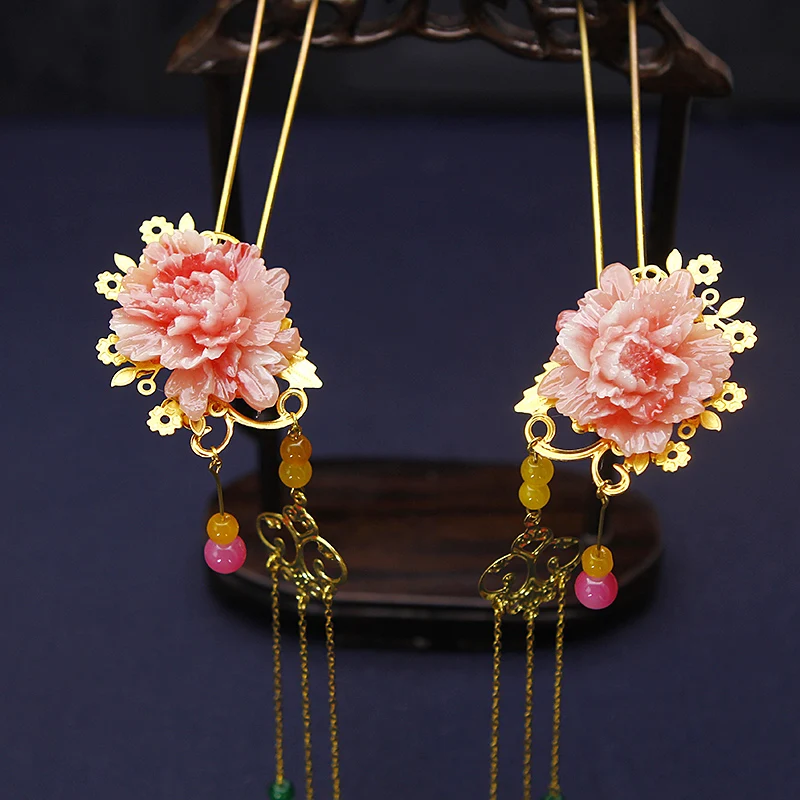 Заколка для волос женская винтажная с кисточками hanfu | Тематическая одежда и