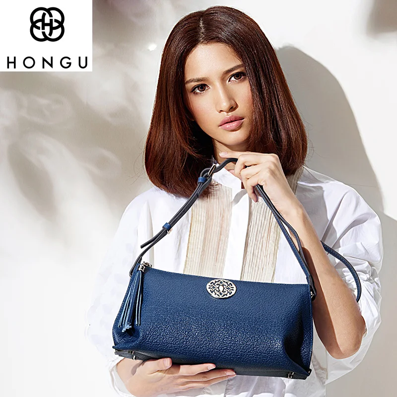 HONGU Дорожная сумка из натуральной кожи женская сумка-тоут однотонная через плечо