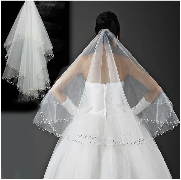 Однослойная Фата с бисером Свадебные платья для невесты оптовая продажа