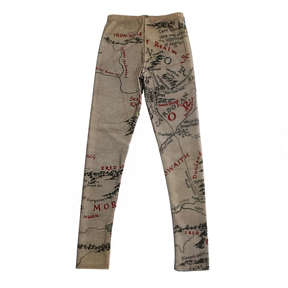 Эластичные повседневные штаны женские леггинсы с 3D цифровой печатью карты мира 7