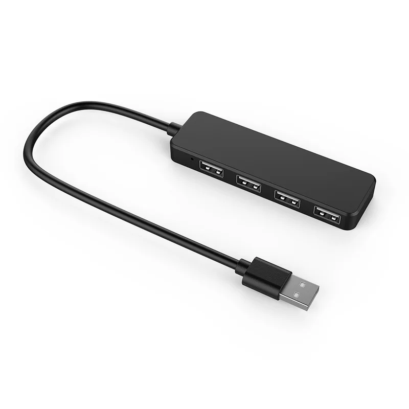 Black Ультра тонкий 4 Порты и разъёмы USB 2,0 концентратор для MacBook Мульти USB Порты и разъёмы разветвитель ноутбука, настольного компьютера usb-хаб ПК компьютер Портативный USB2.0 HUB адаптер - Цвет: Black