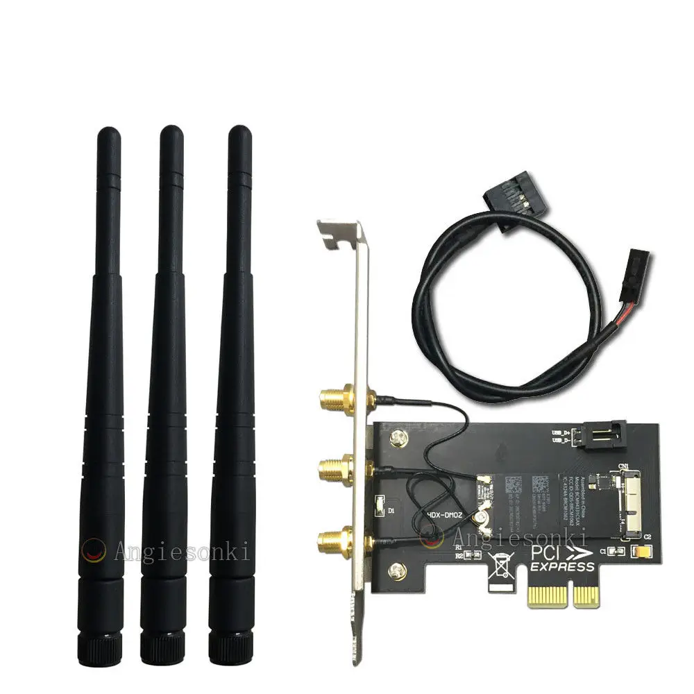 Двухдиапазонный 867 Мбит/с BCM94360CS/BCM94360CSAX WiFi+ Bluetooth 4,0 ПК настольный PCI E 1X WLAN карта+ 3 шт 3DB для Win7 Win8 Linux