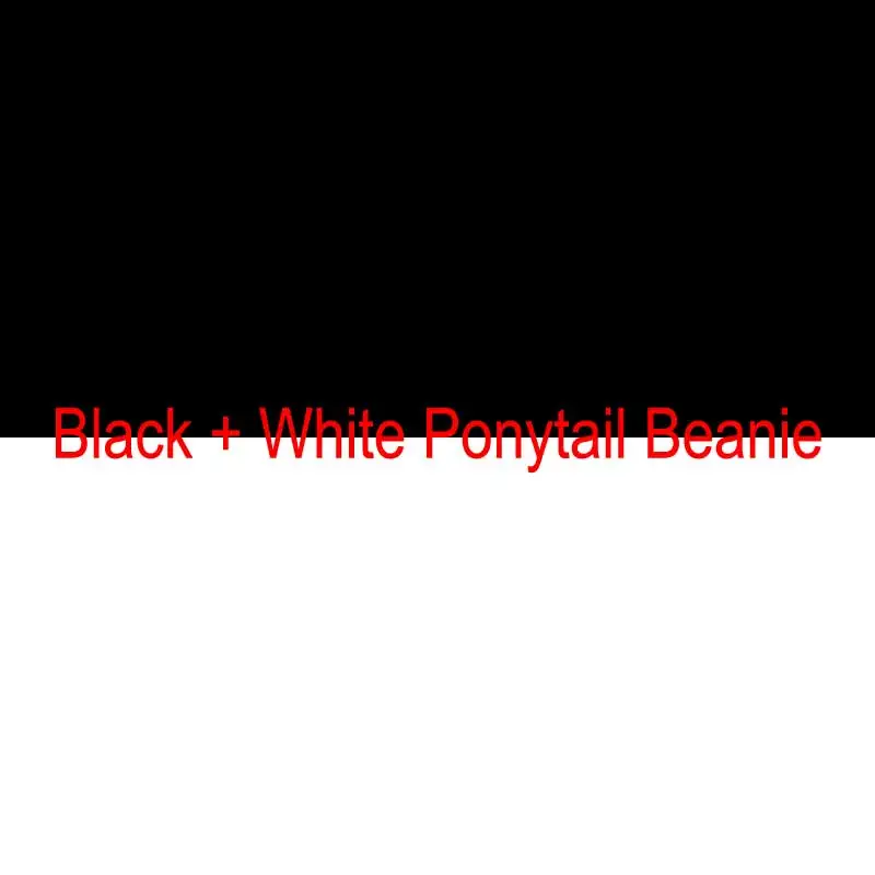 Solid Black White Мягкая Вязаная Шапка-бини с хвостом, шапка булочка, Шерстяная трикотажная шапка для женщин, шапочки-шапочки, теплая зимняя шапка, повседневная Прямая поставка - Цвет: Solid Black White