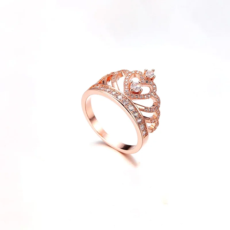 Rose Gold Ring Кольцо ishowle Crown из розового золота с кубическим цирконием для девочек, свадебное винтажное элегантное кольцо с выемкой, Золотое 585 роскошное ювелирное изделие jzb03 - Цвет основного камня: Rose Gold Ring
