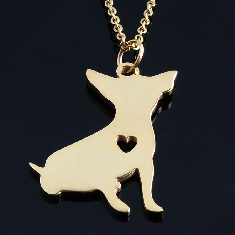 Нержавеющая сталь животных Собака серебряный Чихуахуа Цепочки и ожерелья