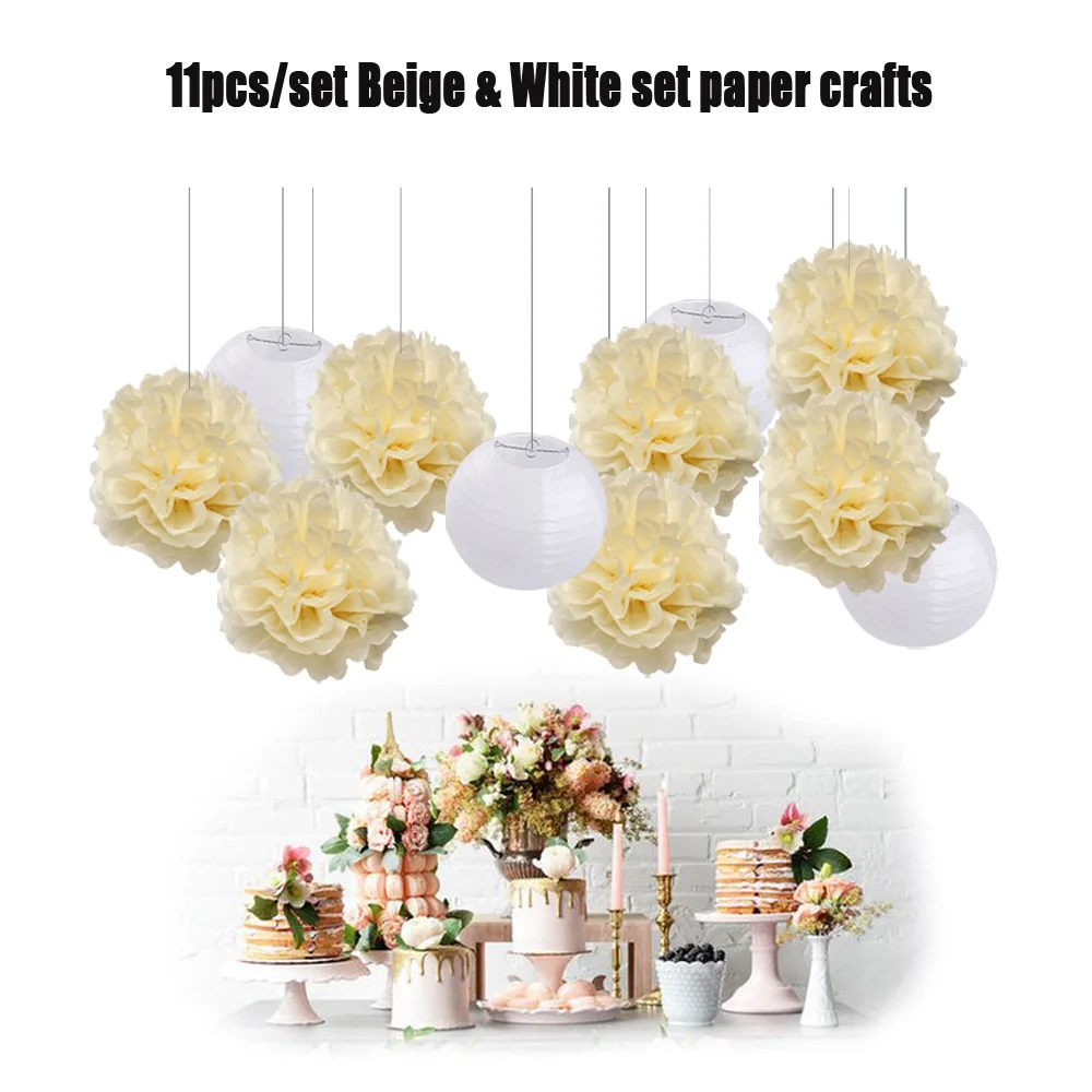 Украшение для свадебной вечеринки 11 шт./компл. белый круглый бумажный фонарь