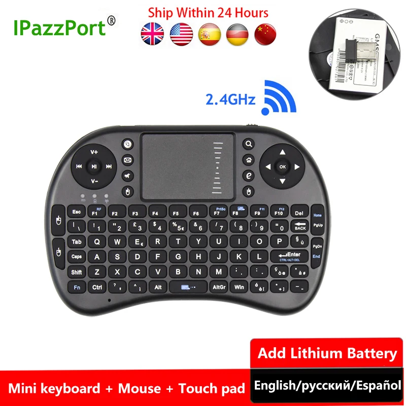 IPazzport i8 Беспроводная мини клавиатура русская иврит арабская + тачпад игровые