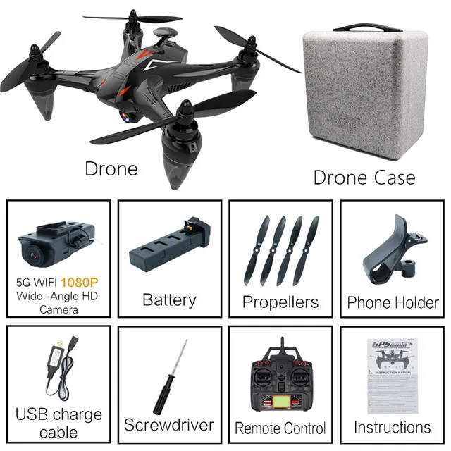 1080P with Case RC складной Дрон gps с HD камерой RC Квадрокоптер с широкоугольной камерой RC вертолет с высоким режимом удержания игрушки для детей# E - Цвет: 1080P with Case
