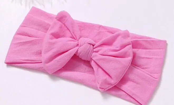 dark pink 1 шт./лот новорожденных банты для девочек нейлоновые оголовья мягкий широкий Нейлон узел повязка на голову с бантом детская тюрбан головные уборы аксессуары для волос - Цвет: dark pink