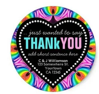 

1.5inch Groovy Happy Neon Fun Thank You Round Sticker