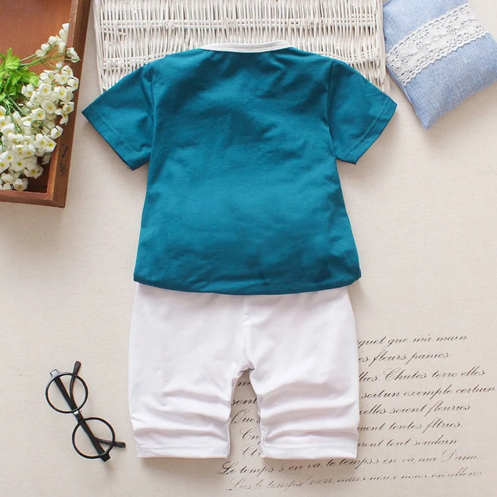 Детская одежда для маленьких мальчиков детские топы с короткими рукавами и