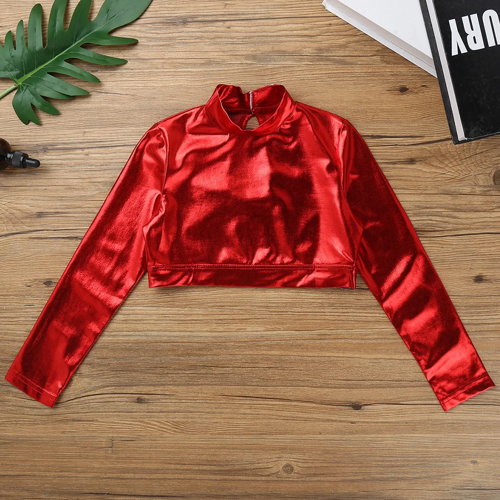 Женский гимнастический Топ с длинным рукавом и ложным воротником|Балет| |