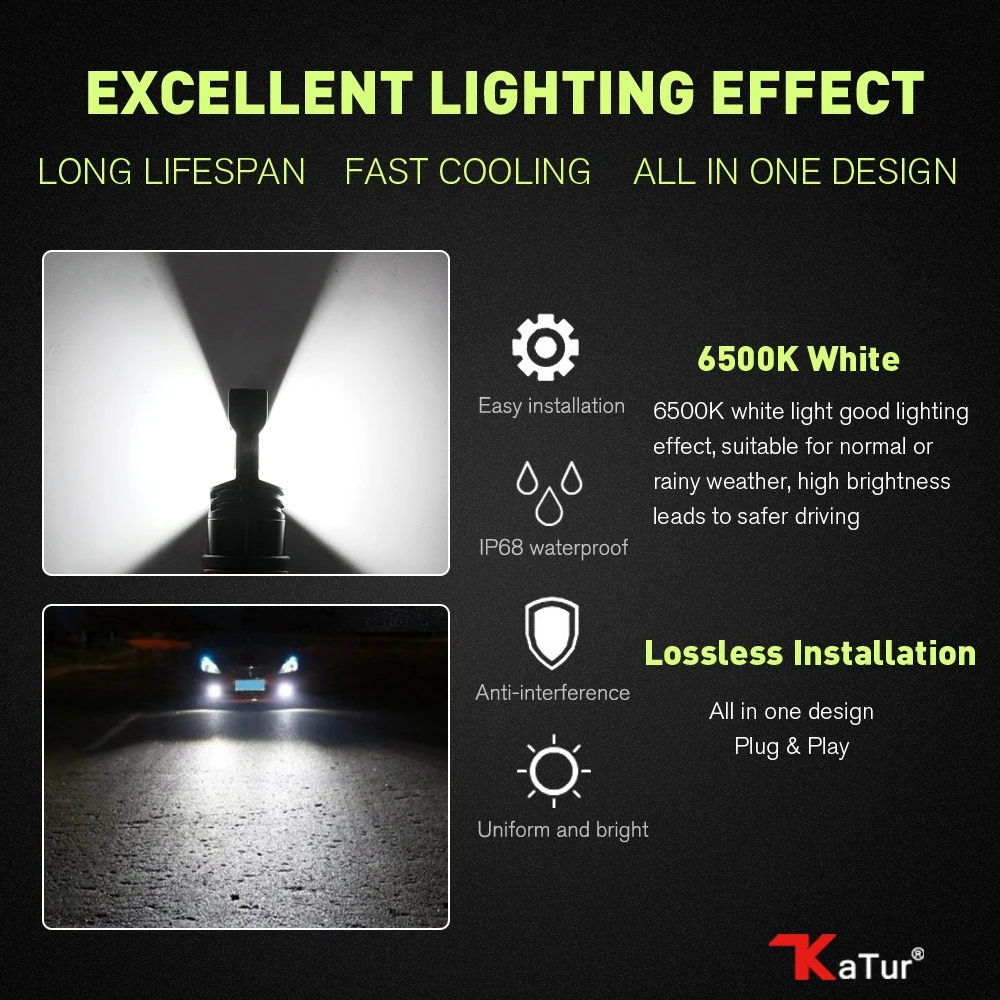 Katur H16/5202 PSX24W светодиодные лампы для автомобилей вождения противотуманные фары CSP