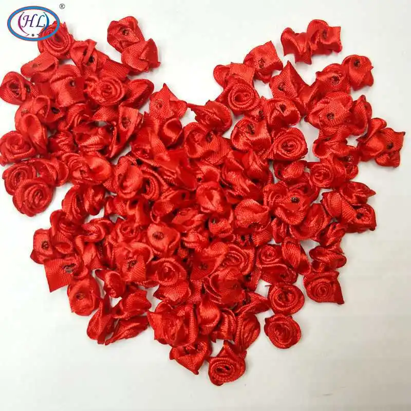 100 шт. красная лента с цветами розы 15 мм A662|flower wedding|flower wedding decorationred ribbon rose |