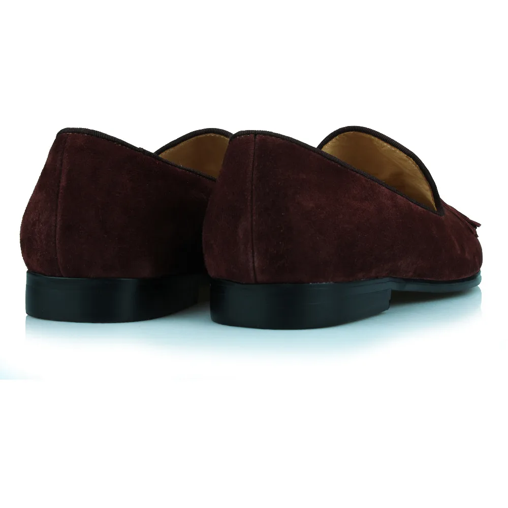 COOL TIRO Brown tassel Sheep suede shoes men brand casual flats dress footwear work office designer Smoking Slippers Wedding | Обувь