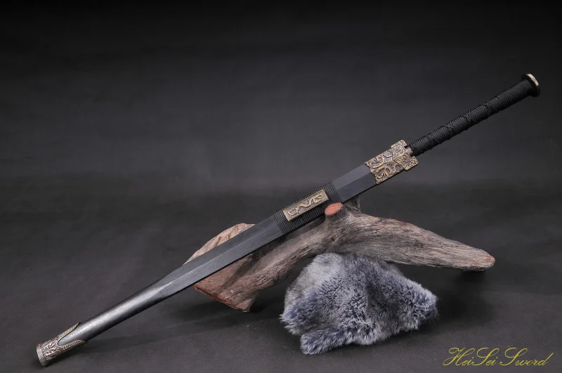 Ручной ковки китайский Хан меч сложенном Сталь орнамент лезвие дракона острый