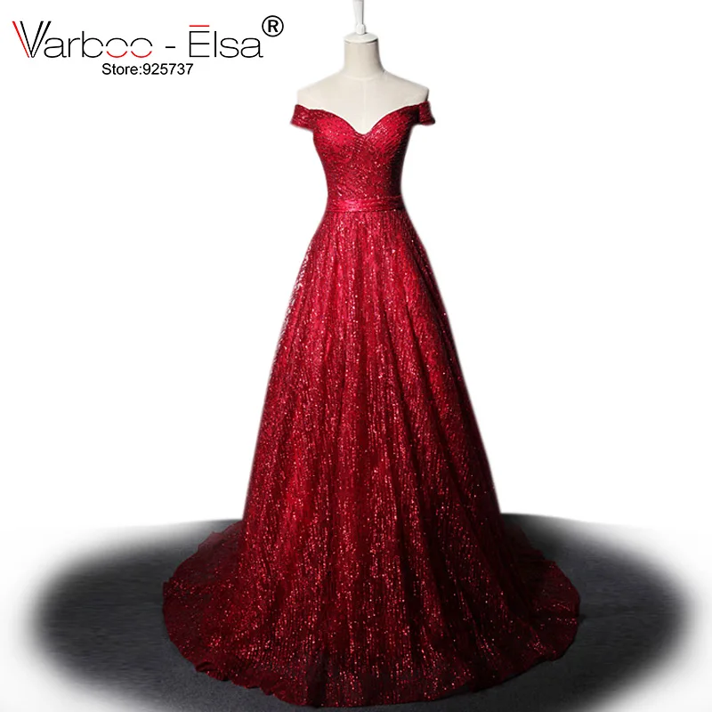 

VARBOO_ELSA Vestido De Festa 2021 Luxury Star Crystal Evening Dress Dark Blue Sexy Strapless Long Prom Dress Glitter Party Dress