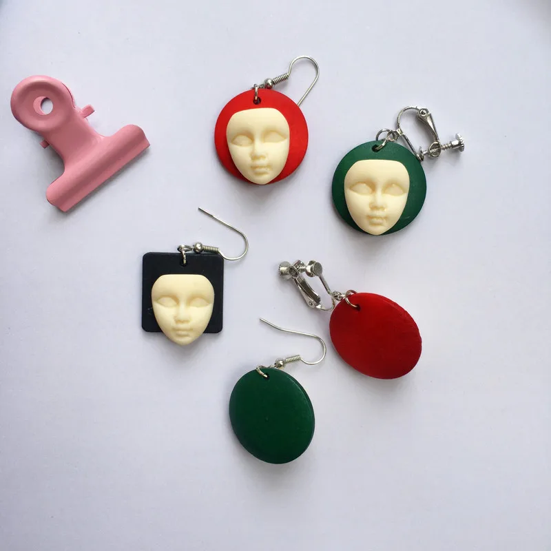 Minimalist Retro Geometric Wooden Earrings For Women Fashion Abstract Face 3 Color Vacation Ornaments | Украшения и аксессуары