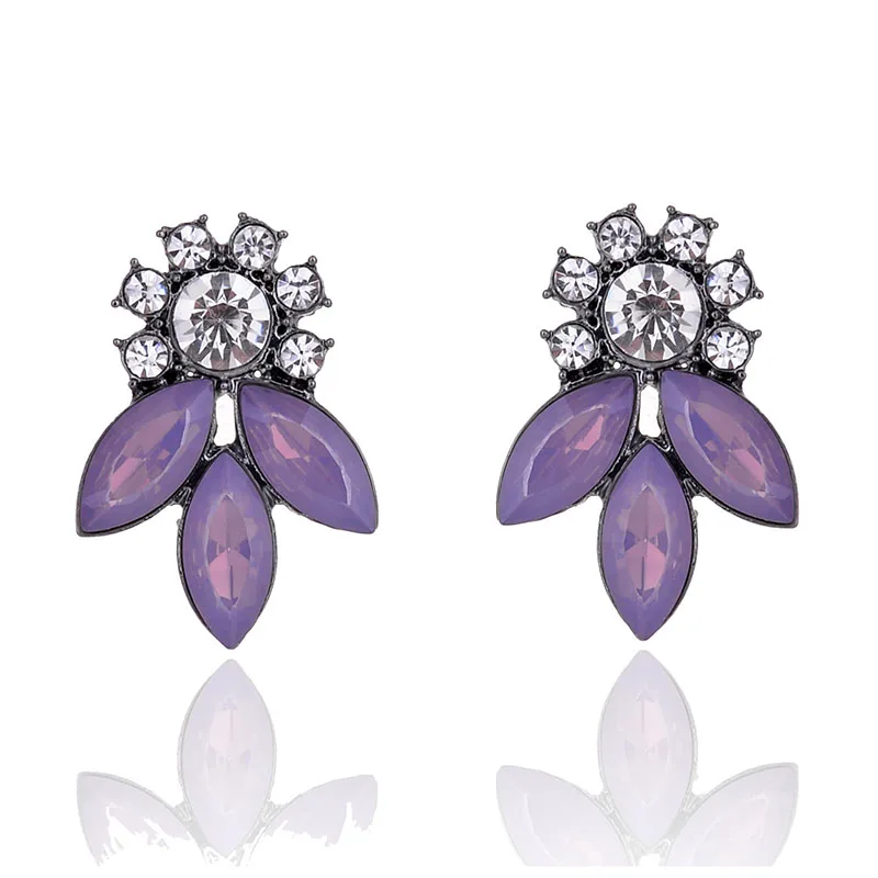 opal purple8 LUBOV благородный фиолетовый кристалл камень кулон трендовые длинные серьги цветок геометрические висячие серьги трендовые женские вечерние ювелирные изделия - Окраска металла: opal purple8
