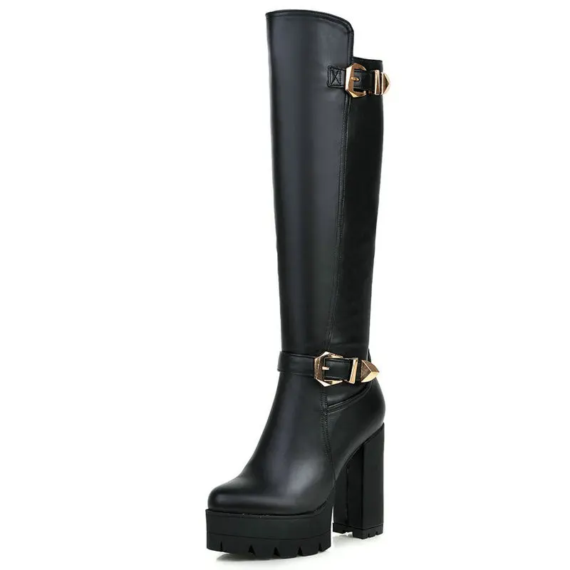 Сапоги для верховой езды до колена на молнии сбоку Женские зимние ботинки