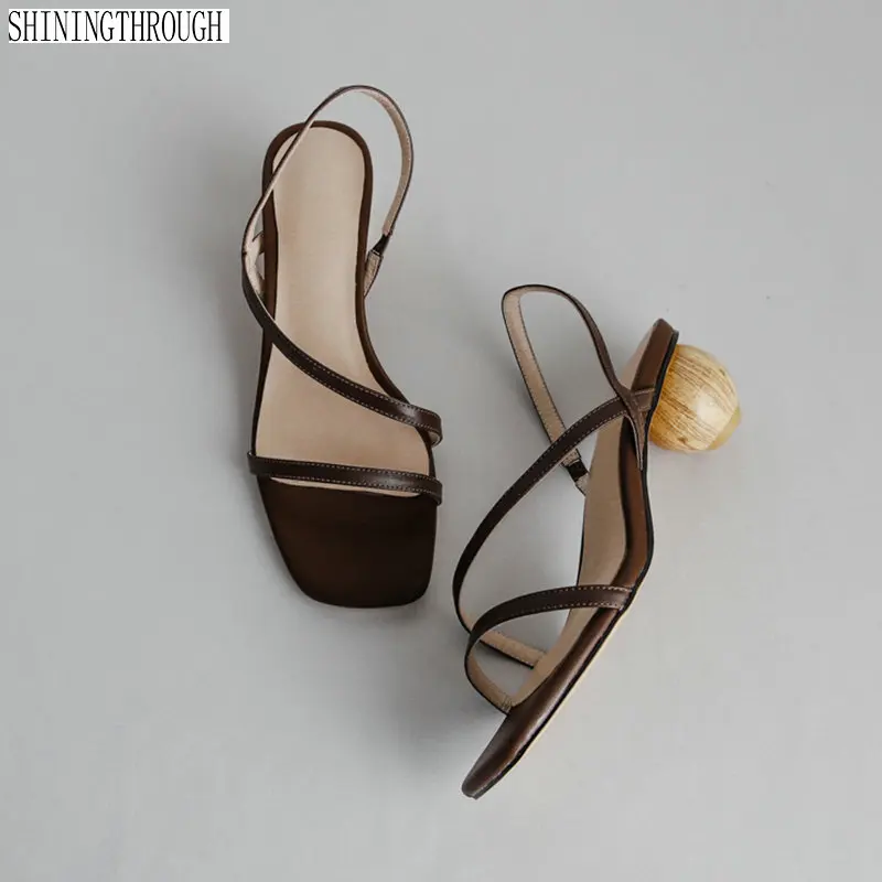 Босоножки женские с круглым носком пикантные сандалии-гладиаторы на высоком