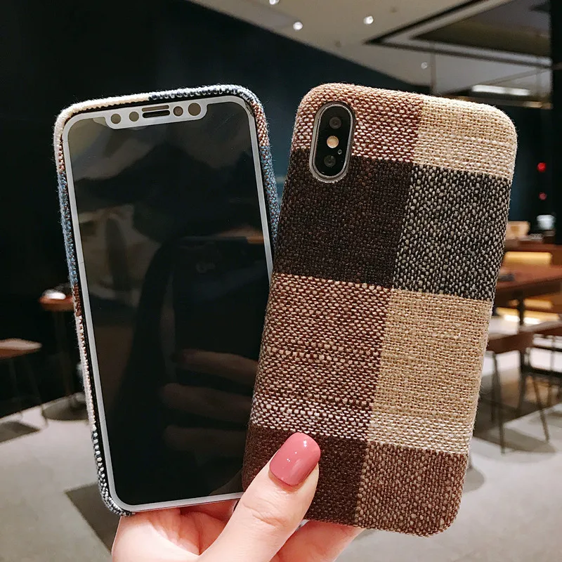 for iPhone xs max Case Scotland Wool Lattice Back Cover 6 6s 7 8 9 plus X XS XR Fashion Ultra Slim Hard PC Phone |