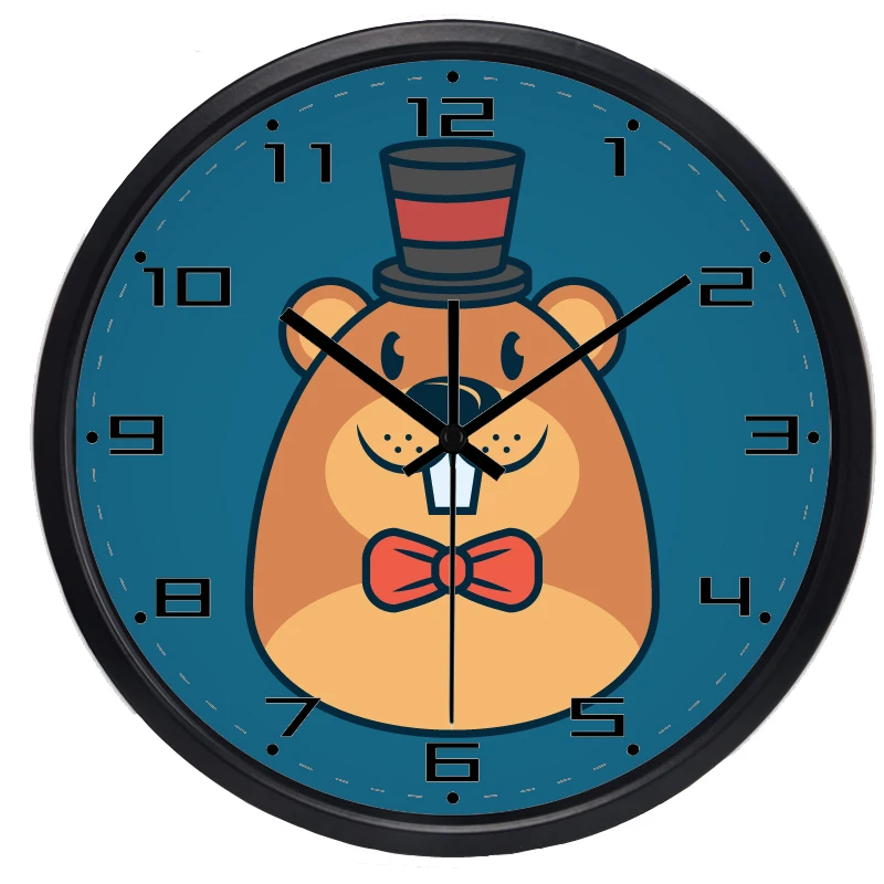 

Cartoon Marmot Lovely Kid Room Wall Clock, No Ticking Sound Glass Cover Safe Clock