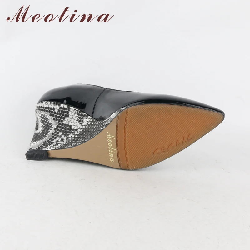 Meotina/женские туфли-лодочки; женские туфли на танкетке; белые туфли для невесты с острым носком на высоком каблуке; черные свадебные туфли; коллекция года; сезон весна; размеры 34
