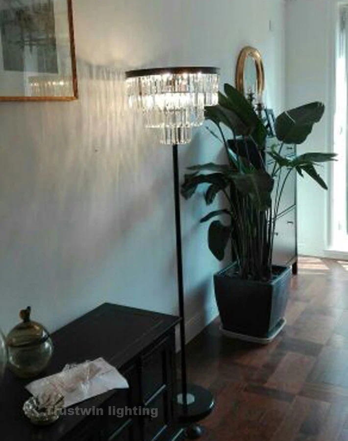 Современная хрустальная напольная светодиодная лампа модный светильник для